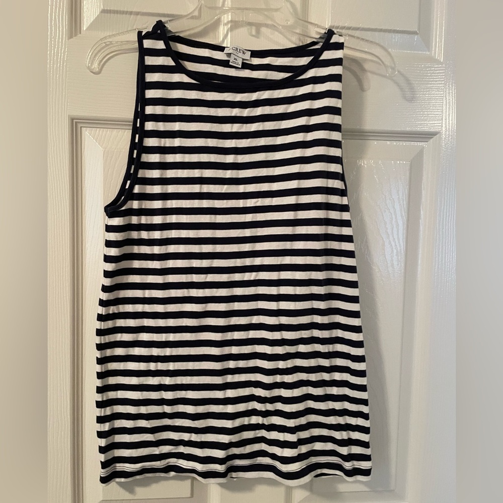 NWOT J.Crew Navy & White Striped Tank, Sz XL